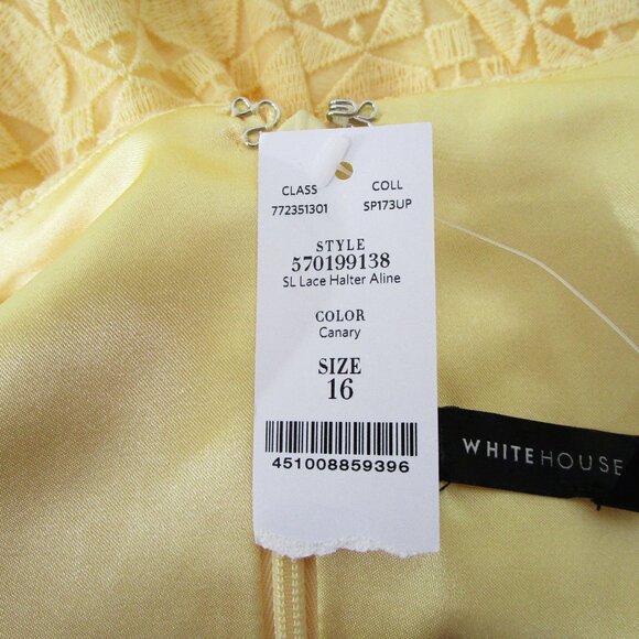 White House Black Market Plus Size Yellow Lace Halter A-Line Fit Flare Dress 16 - Picture 10 of 12